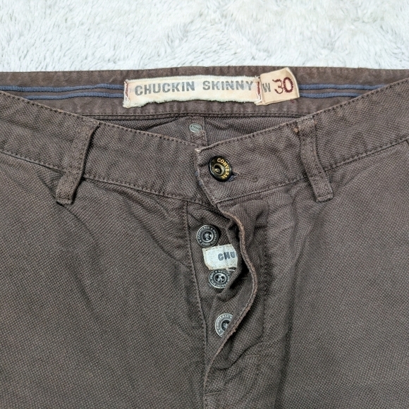 John Varvatos Converse Pants Mens 30 Brown Cotton Twill Straight Chunckin Skinny - Picture 3 of 10